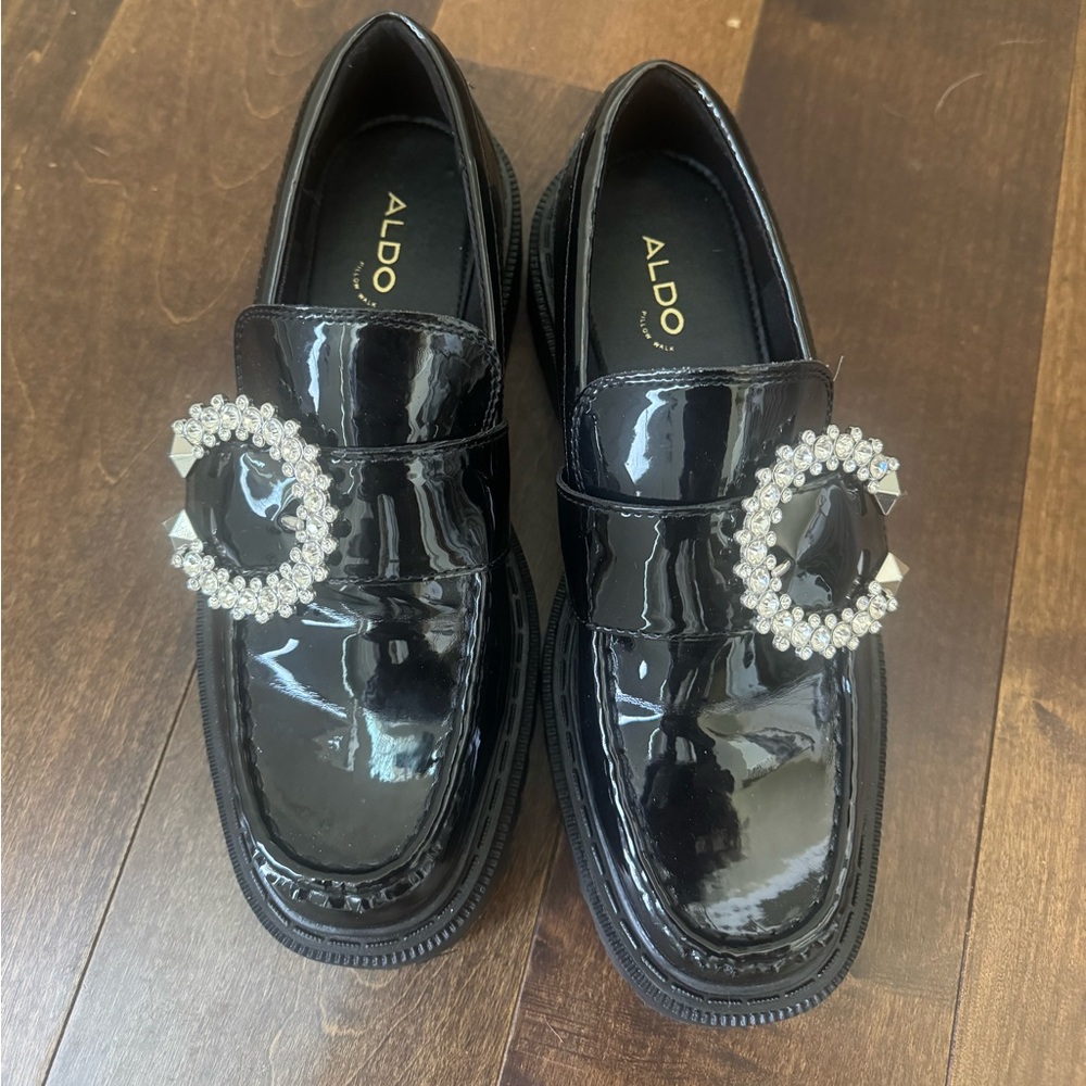 Aldo Black Kids Shoes with Decorative Buckle
